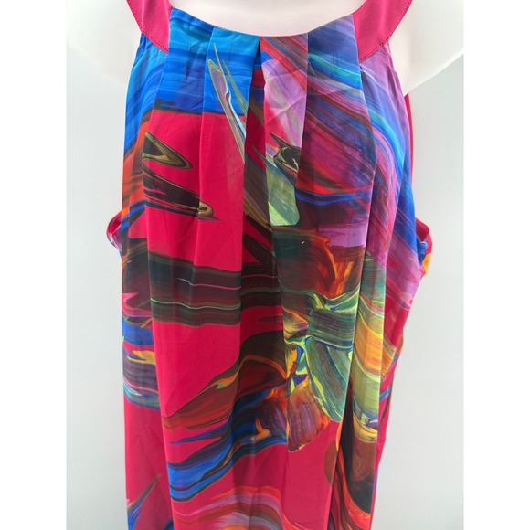 Robbie Bee Hot Pink Multi Abstract Lined Sleeveless Dress Womens XLarge NWT - Picture 3 of 10